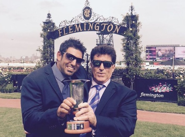 MALAGUERRALenny Russo (left) and Bruno Micallizzi after the Bob Hoysted Stakes at Flemington 
