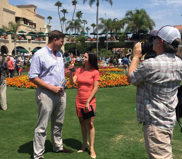 Rounsefell being interviewed by TVG Network’s Britney Eurton at Del Mar